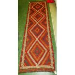 BROWN AND RED GROUND GEOMETRIC FLOOR RUNNER