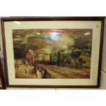 FRAMED AND GLAZED PRINT 'THE CORNISH RIVIERA EXPRESS' STEAM TRAIN AFTER PHILIP D. HAWKINS