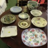 SMALL POTTERY VASE DECORATED WITH POPPIES, ROYAL DOULTON CLUNY PLATE AND OTHER DECORATIVE PLATES AND