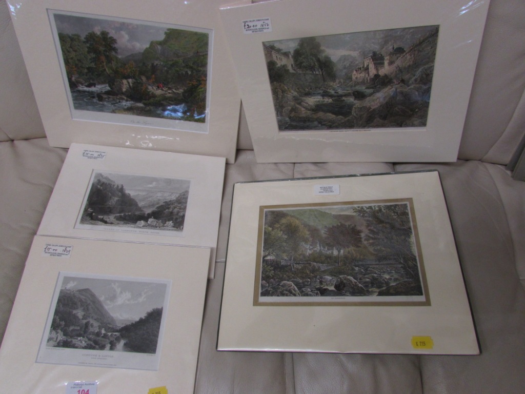 FIVE MOUNTED PICTURES OF LYNTON AND LYNMOUTH