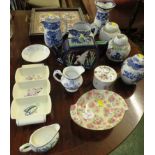 SELECTION OF DECORATIVE CHINA WARE INCLUDING GINGER JARS, POOLE POTTERY SERVING DISH, MASON'S JUG