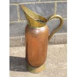 BRASS AND COPPER UMBRELLA STAND MODELLED AS EWER