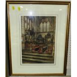 CHURCH INTERIOR, WATERCOLOUR, SIGNED AND DATED FRANK A. VARNEY '11 LOWER RIGHT, FRAMED AND GLAZED