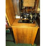 PFAFF 130 ELECTRIC SEWING MACHINE IN MID WOOD CABINET