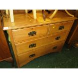 LIGHT WOOD CHEST OF TWO SHORT OVER TWO LONG DRAWERS WITH ART NOUVEAU HANDLES