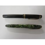 DE LA RUE ONOTO-MAGNA FOUNTAIN PEN, BLACK, TWO TONE NIB STAMPED '14CT', NUMBERED 18 73 44; AND DE LA