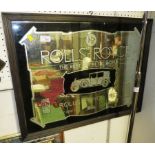 ROLLS-ROYCE BRANDED WALL MIRROR IN DARK WOOD FRAME