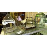 FOUR LEADED GLASS COVERED PLANTERS