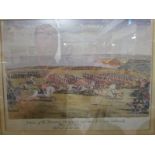 FRAMED AND MOUNTED COLOUR PRINT 'REVIEW OF THE YEOMANRY CAVALRY ON SALCOMBE HILL NEAR SIDMOUTH'