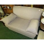 TWO SEATER FUTON SOFABED WITH BOLSTER CUSHIONS IN GREY UPHOLSTERY (COST £589 IN NOVEMBER 2017)