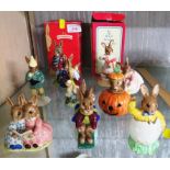 NINE ROYAL DOULTON BUNNYKINS ORNAMENTS INCLUDING 'HALLOWEEN' AND 'FAMILY PHOTOGRAPH'