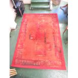 LARGE RECTANGULAR RED GROUND PATTERNED FLOOR RUG