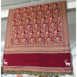 FINELY WOVEN MODERN MIDDLE EASTERN RECTANGULAR FLOOR COVERING, RED GROUND WITH SINGLE MARGIN,