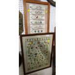 FRAMED AND GLAZED FOLIATE NEEDLEWORK TOGETHER WITH EMBROIDERED SCENES IN FRAME