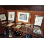 SELECTION OF SMALL AND MINIATURE PICTURES AND PRINTS OF BIRDS AND ANIMALS (ONE SHELF)