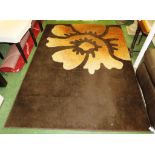 MODERN RECTANGULAR BROWN GROUND FLOOR RUG AND SIMILAR SIZED RED GROUND MODERN FLOOR RUG