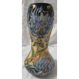 Moorcroft pottery Montana baluster vase with bulbous neck, dark green ground graduating to yellow,