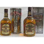 Two boxed bottles of Chivas Regal blended Scotch whisky, 12 years old (1 litre and 75cl)