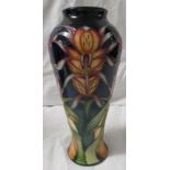 Moorcroft pottery Lizard Orchid three star members vase, high shouldered baluster form, dark blue