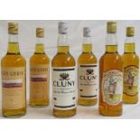 Two bottles of Roderick Dhu blended Scotch whisky, 70cl; two bottles of Cluny blended Scotch whisky,
