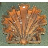 Victorian terracotta bird bath shaped as a scallop shell, 57cm x 62cm x 13.5cm