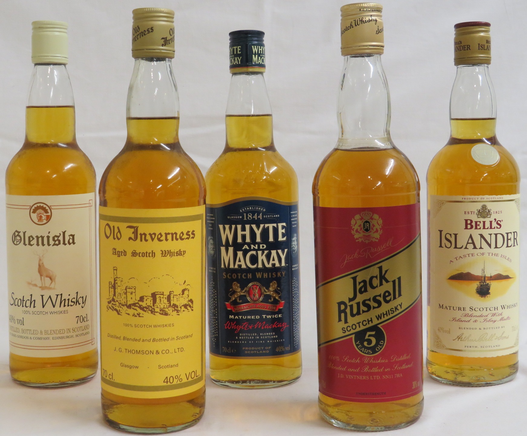 Bottle of Whyte & Mackay Scotch whisky matured twice, 70cl; bottle of Bell's Islander mature