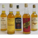 Bottle of Whyte & Mackay Scotch whisky matured twice, 70cl; bottle of Bell's Islander mature