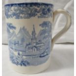 A Victorian Davenport blue and white transfer decorated pottery pint tankard