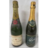 Bottle of Moet & Chandon Premiere Cuvee finest extra quality champagne 75cl and bottle of