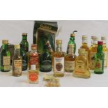 Selection of whisky miniatures including five bottles of the Famous Grouse 50ml, two bottles of