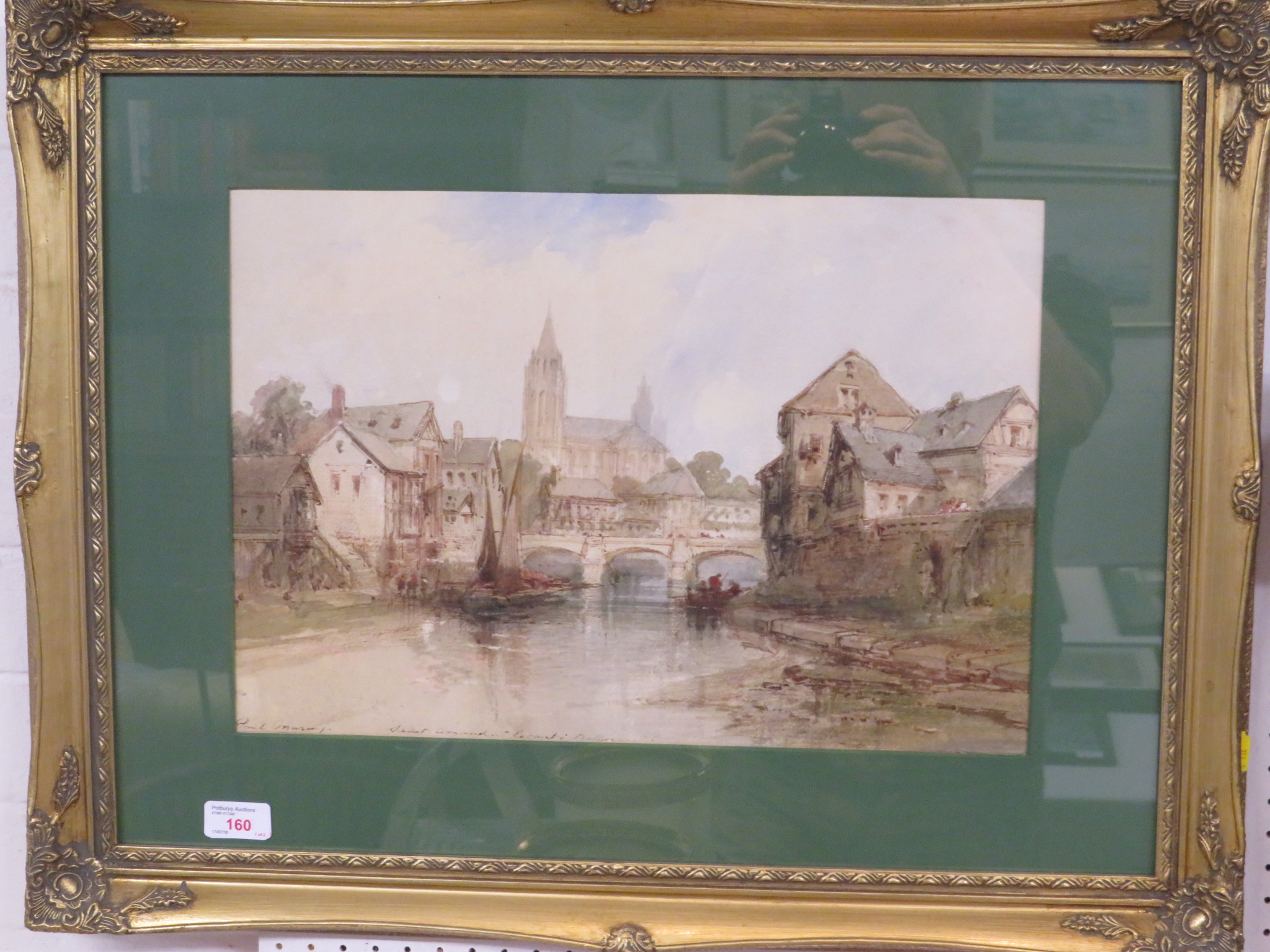 Paul Marny - View of a French church Saint-Amand, signed and inscribed with title, watercolour - Image 3 of 5