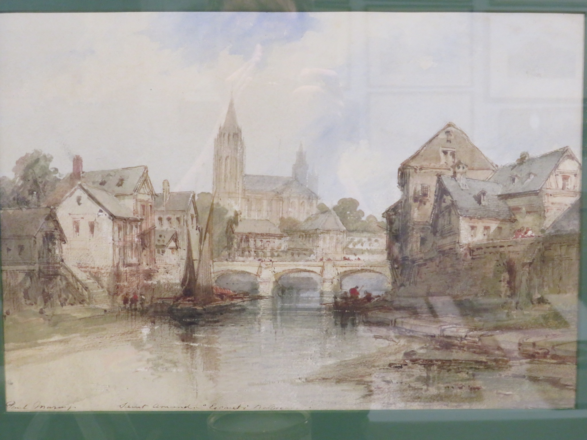 Paul Marny - View of a French church Saint-Amand, signed and inscribed with title, watercolour - Image 5 of 5