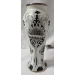 Moorcroft enamel Black Poppy slender baluster vase, en grisaille stylized flowers and foliage,