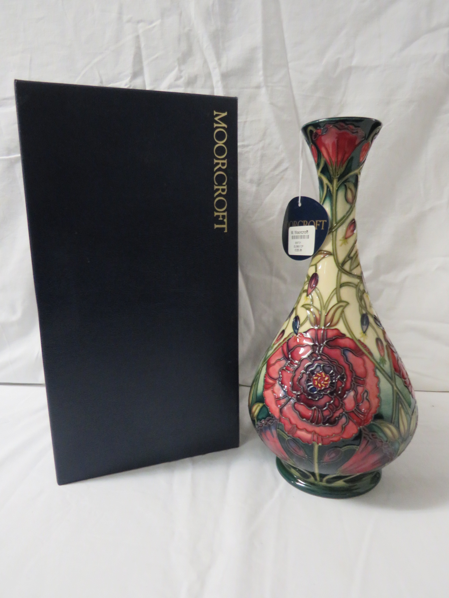 Moorcroft Pottery Connoisseur Collection bottle vase, graduated cream ground, tube lined - Image 2 of 4