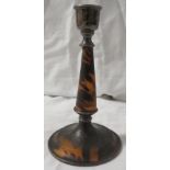 William Comyns & Sons silver and tortoiseshell inlaid candle holder on a circular foot, marks for