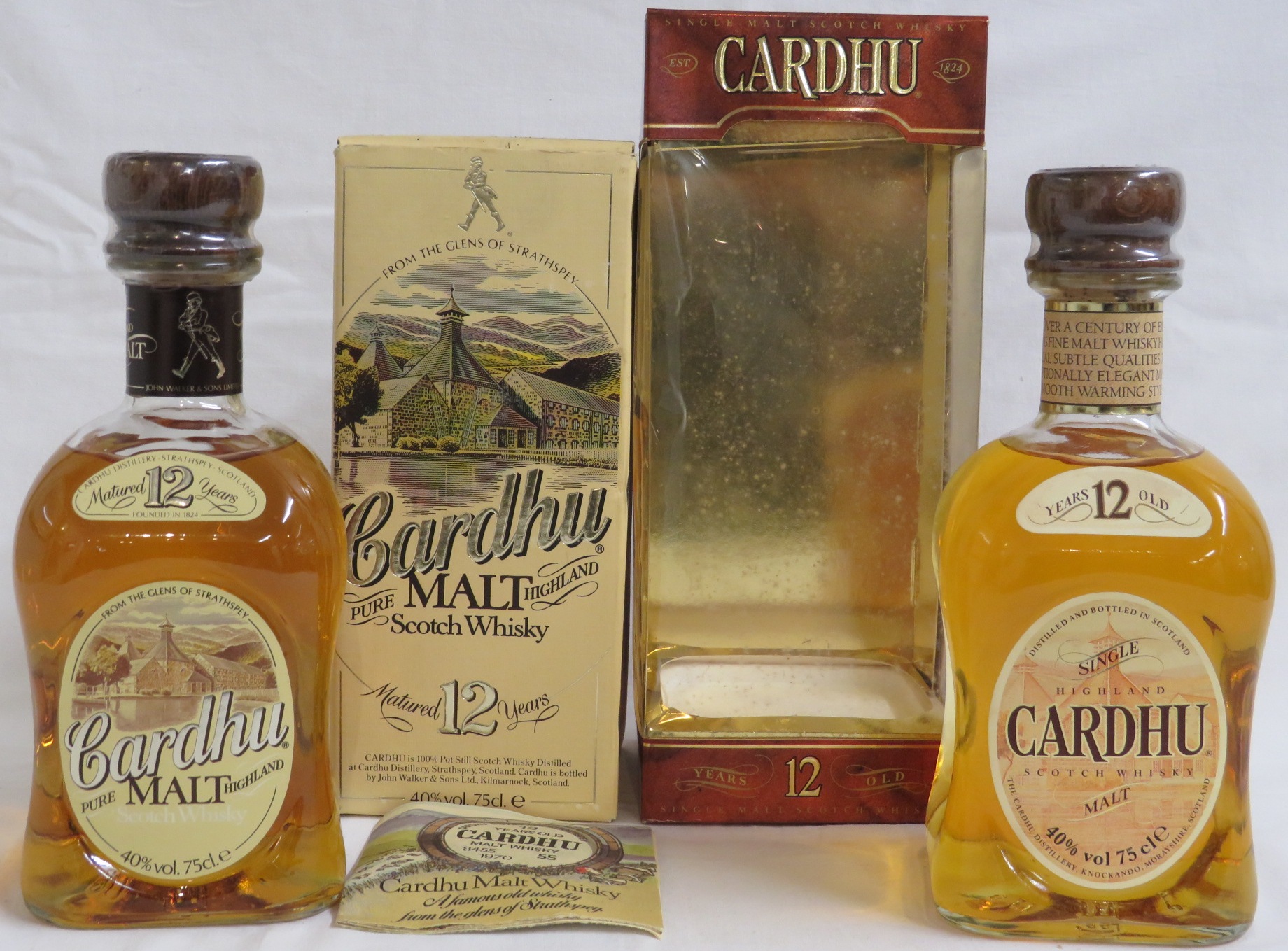 Boxed Cardhu single malt Highland Scotch whisky, 12 years old, 75cl; and boxed Cardhu pure malt