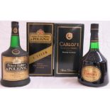 Boxed bottle of Prince Hubert de Polignac cognac fine champagne V.S.O.P, 1 litre; and boxed bottle