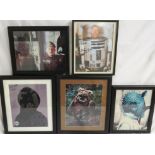 Collection of five hand signed coloured photographs of Character and Creature actors from the Star