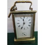 BRASS CASED CARRIAGE CLOCK WITH WINDING KEY