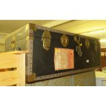 METAL BANDED FIBRE TRAVEL TRUNK