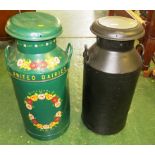 TWO VINTAGE PAINTED MILK CHURNS