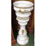 DECORATIVE ITALIAN CERAMIC JARDINIERE AND STAND