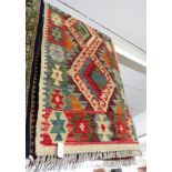 BEIGE GROUND FLOOR RUNNER WITH GEOMETRIC PATTERN (190CM X 57CM)