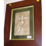 FRAMED AND GLAZED PLAQUE OF WOMAN WITH BOW