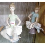 TWO LLADRO FIGURINES OF SEATED BALLERINAS