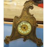 MANTLE CLOCK IN GILT BRASS CASE (MOVEMENT CONVERTED TO QUARTZ) (A/F)