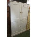 LARGE WHITE PAINTED PINE FOUR DOOR COMPUTER CABINET WITH PULL-OUT KEYBOARD SHELF