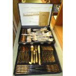 SEVENTY PIECE CANTEEN OF 23/24-CARAT GOLD PLATED CUTLERY, SOLINGEN, GERMAN MADE, PRESENTED IN FITTED