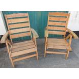 TWO HILLERSTORP SWEDEN WOODEN FOLDING GARDEN CHAIRS