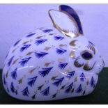 ROYAL CROWN RABBIT PAPERWEIGHT, WITH GOLD STOPPER